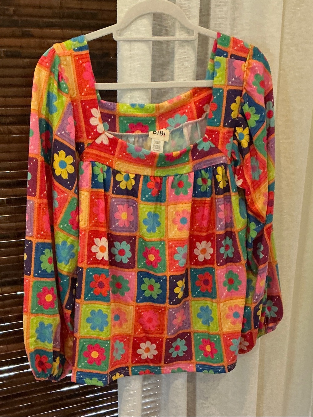 BiBi Patchwork Floral Long-Sleeve Multicolor Top